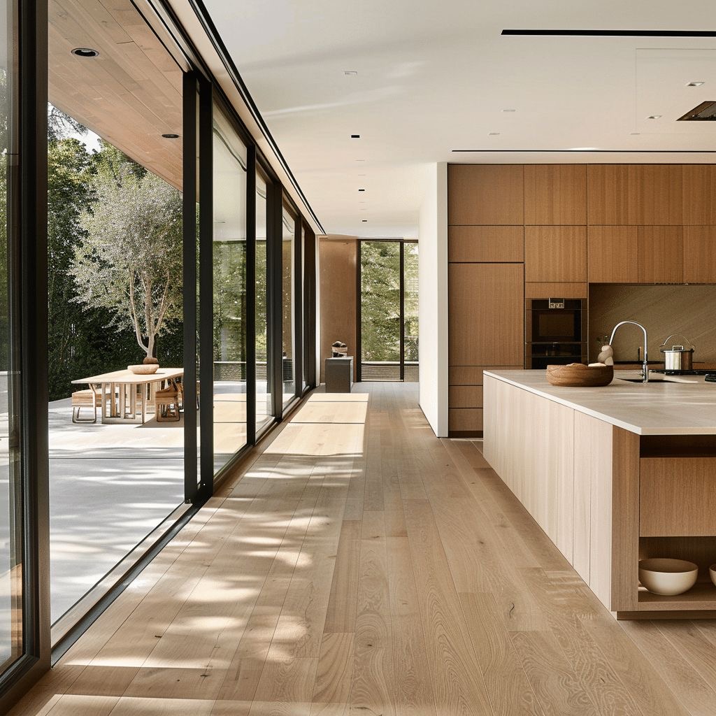 Contemporary kitchen with sliding glass doors