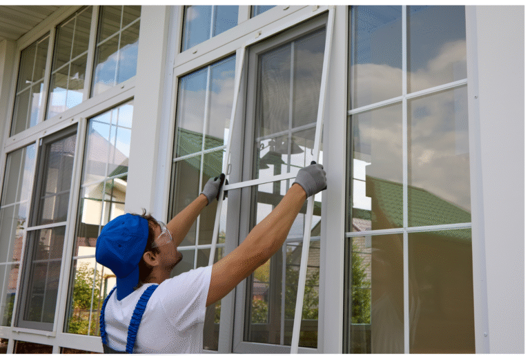 Blue Modern Doors And Windows Service Poster